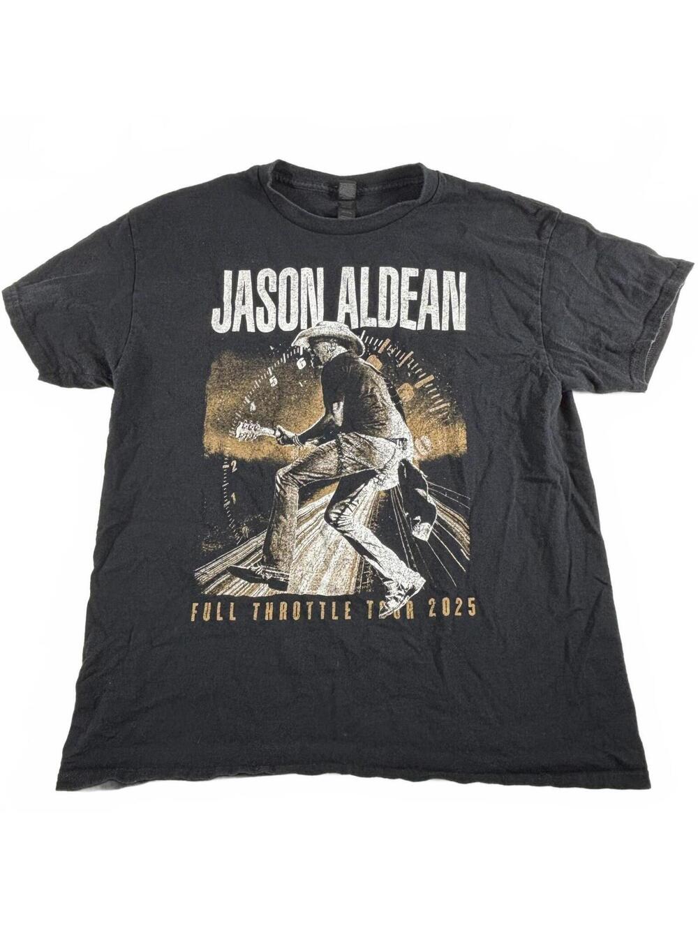 Jason Aldean Full Throttle Tour 2025 Black Short Sleeve T-Shirt Size L